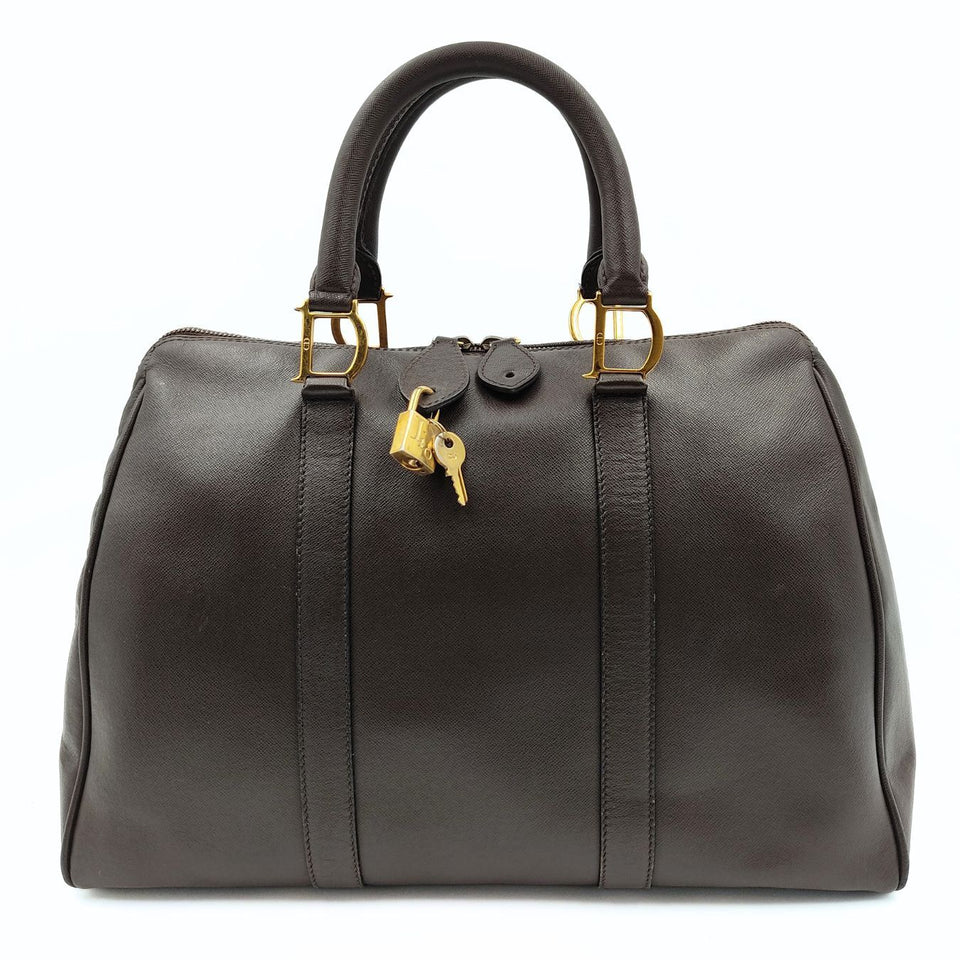 DIOR Christian Boston handbag in brown leather