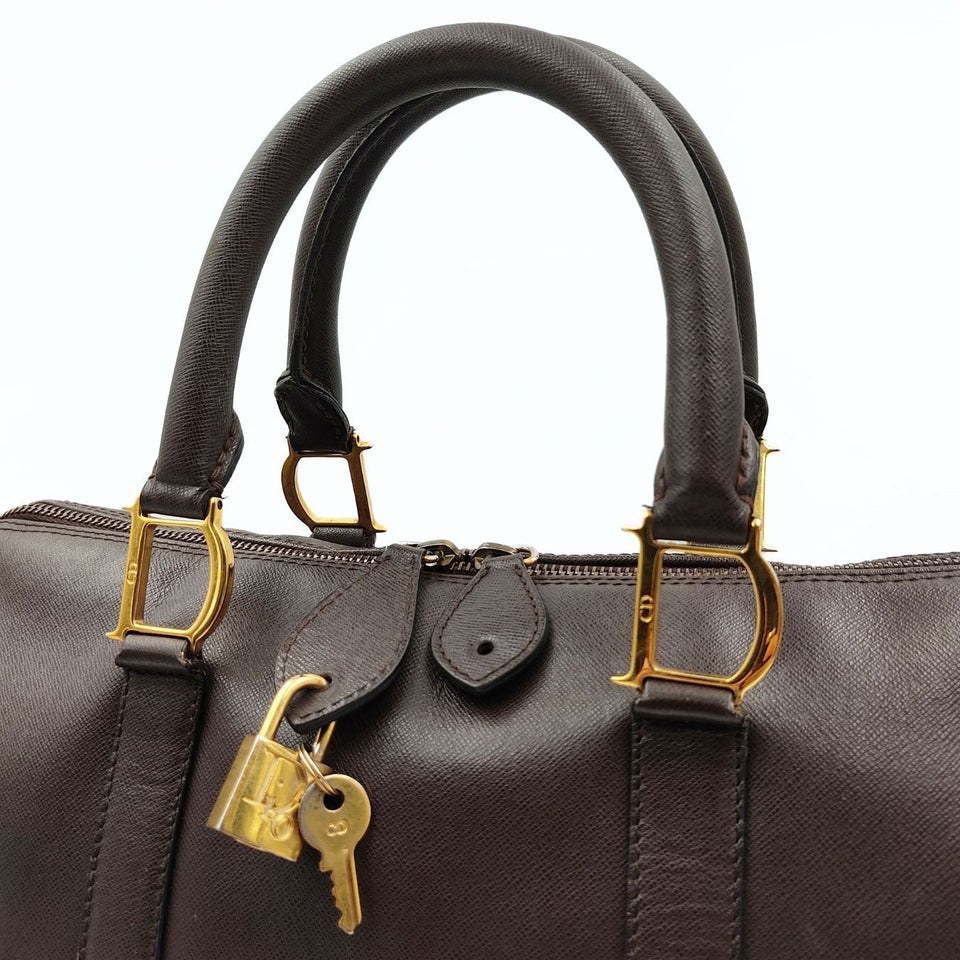 DIOR Christian Boston handbag in brown leather