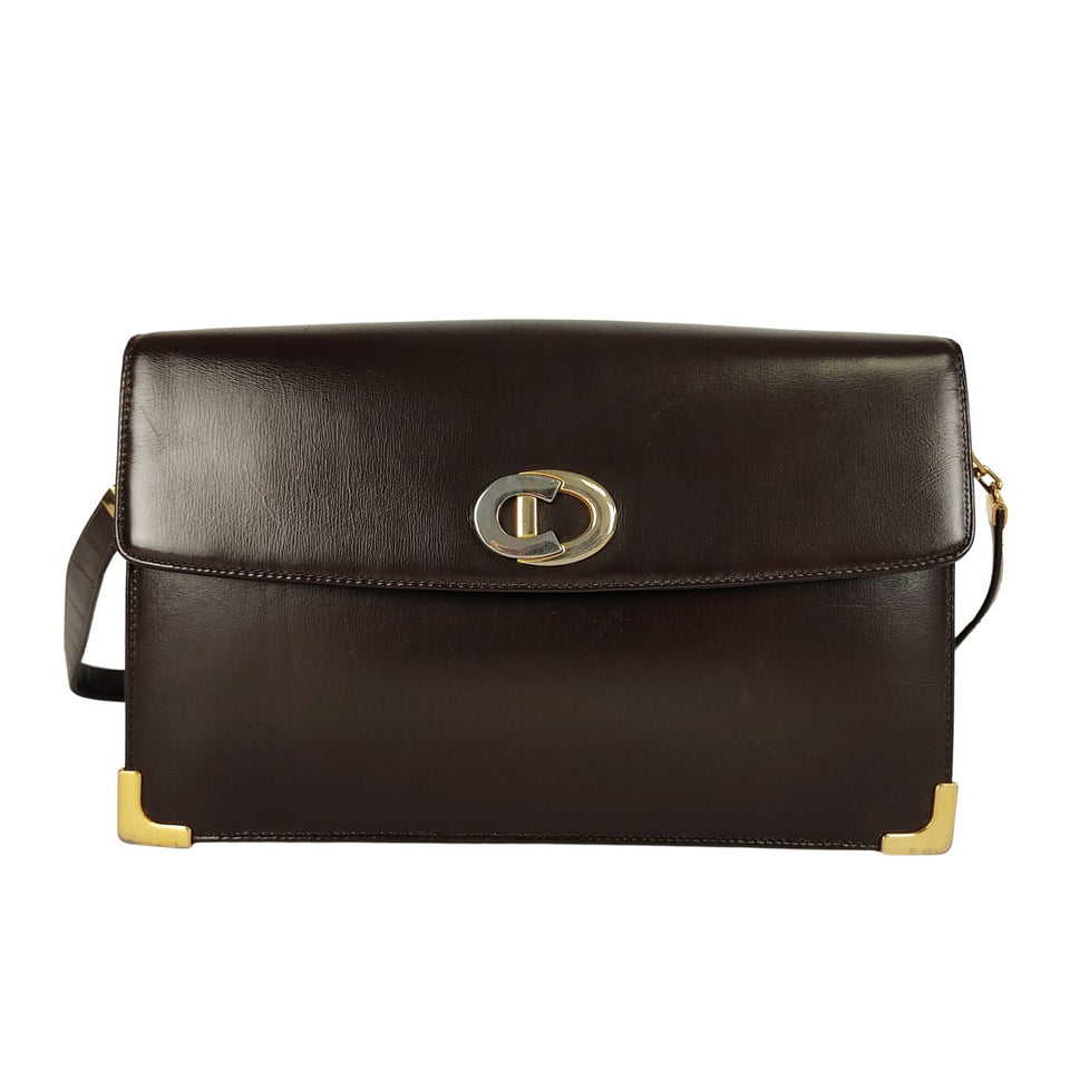DIOR Christian vintage shoulder bag in brown leather
