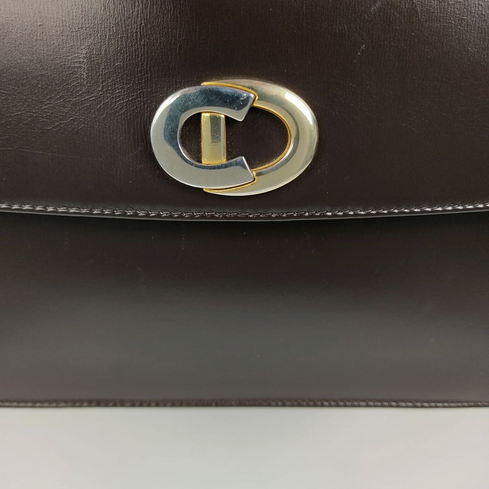 DIOR Christian vintage shoulder bag in brown leather