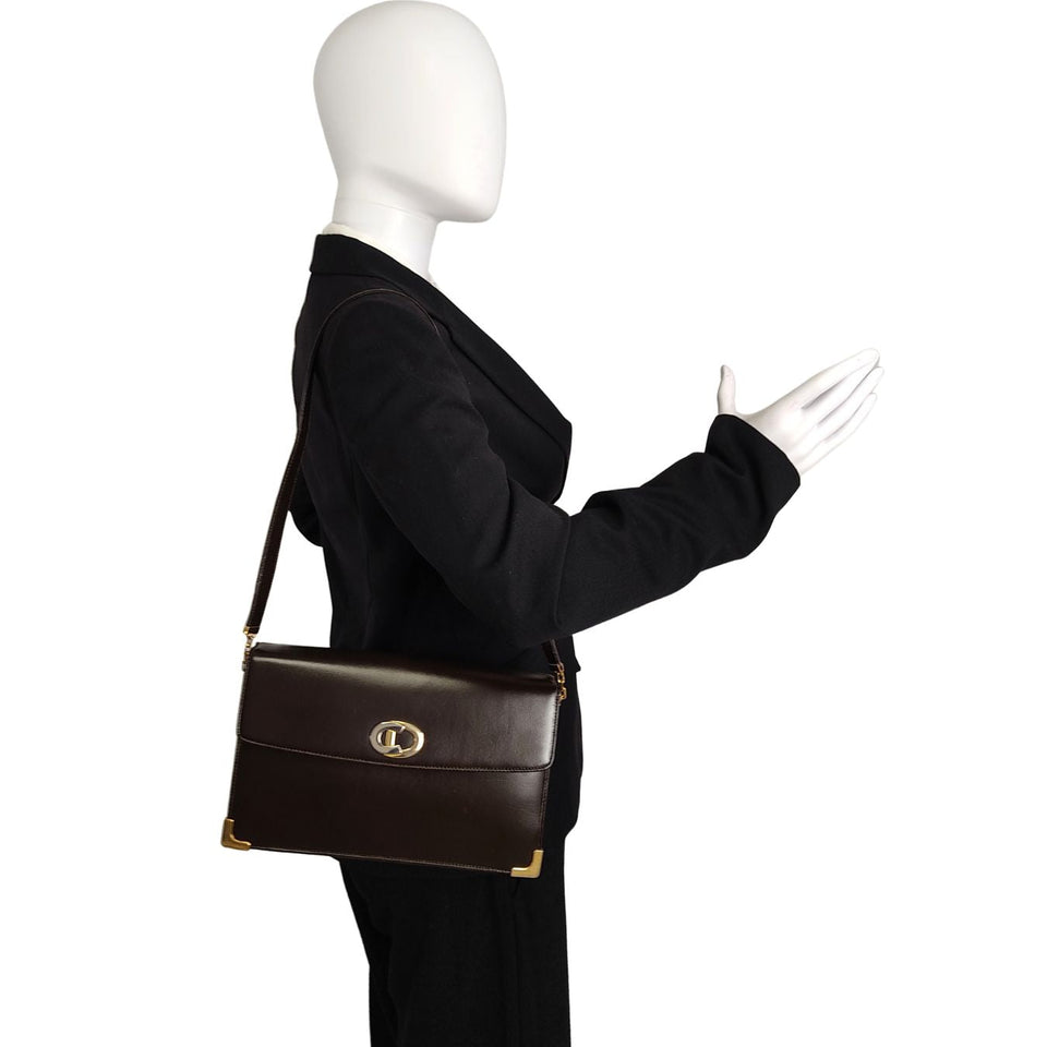 DIOR Christian vintage shoulder bag in brown leather
