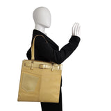 DIOR Christian shoulder tote bag in golden monogram suede