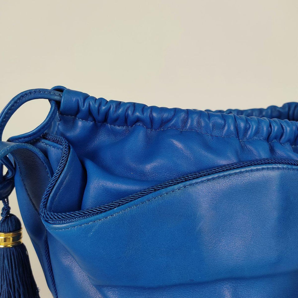 DIOR Christian vintage bucket bag in light blue leather