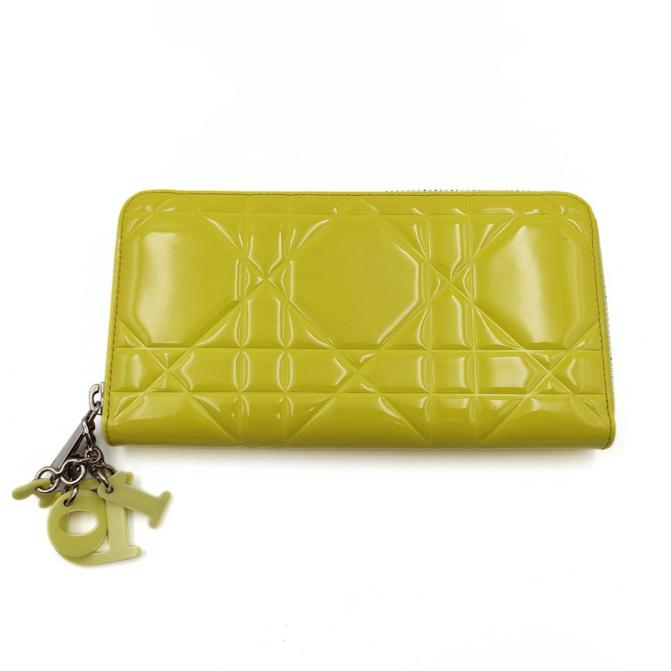 DIOR Christian Lady wallet in yellow patent leather