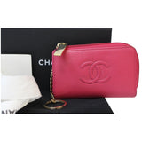 CHANEL CC Key Holder Caviar Leather Case Wallet Pink 22826381