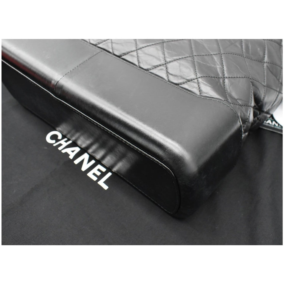 CHANEL Gabrielle Large Quilted Calfskin Leather Shopping Tote Bag Black