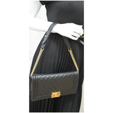 CHANEL Medium Boy Flap Caviar Leather Shoulder Bag Black