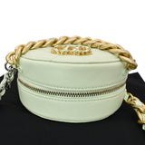 CHANEL 19 Round Quilted Lambskin Leather Clutch Crossbody Bag Light Green