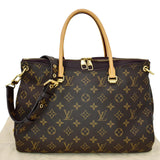 LOUIS VUITTON Pallas Monogram Canvas Satchel Bag Brown