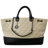 CHANEL Drawstring Large Quilted Calfskin Shopping Tote Bag Beige