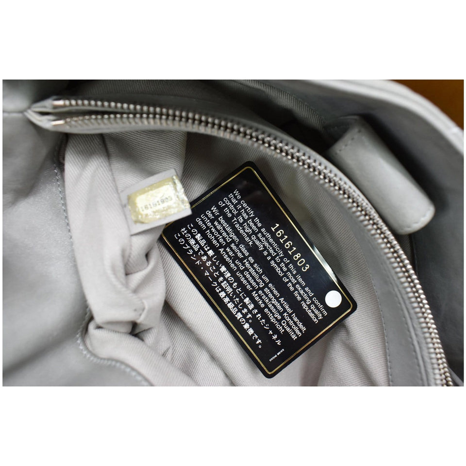 Chanel Wild Stitch CC Lambskin Leather Satchel Bag Light Grey
