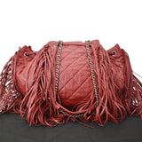 CHANEL Paris Dallas Drawstring Fringe Shoulder Bag Red