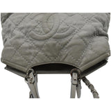 Chanel Wild Stitch CC Lambskin Leather Satchel Bag Light Grey