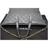 CHANEL Gabrielle Large Quilted Calfskin Leather Shopping Tote Bag Black