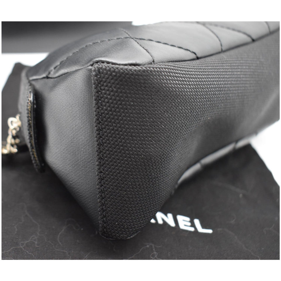 CHANEL Biarritz Quilted Canvas Cosmetic Pouch Black