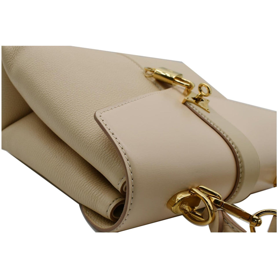 LOUIS VUITTON Rose Des Vents PM Grained Leather Top Handle Crossbody Bag Creme