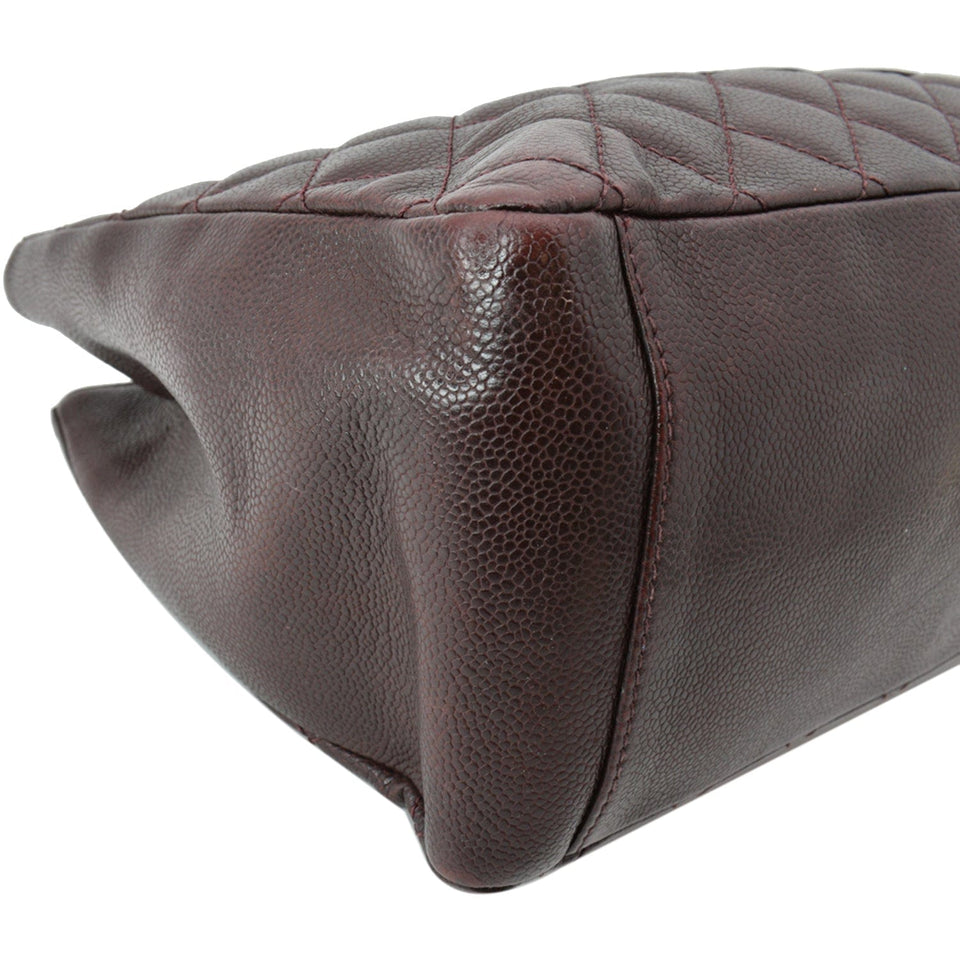 CHANEL Grand Shopping GST Caviar Leather Tote Bag Maroon