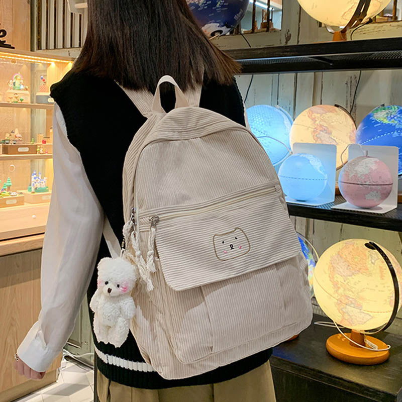 Cute Women Backpack Japanese Teenage Girl Backpack Harajuku Student School Bag Kawaii Corduroy Female Rucksack