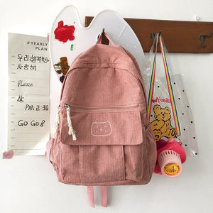 Cute Women Backpack Japanese Teenage Girl Backpack Harajuku Student School Bag Kawaii Corduroy Female Rucksack