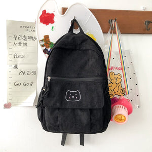 Cute Women Backpack Japanese Teenage Girl Backpack Harajuku Student School Bag Kawaii Corduroy Female Rucksack