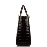 Christian Dior Dark Brown Large Lady Dior Alligator Tote Gold Hardware