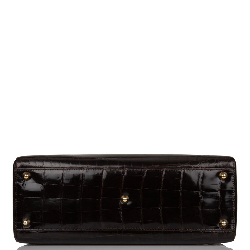 Christian Dior Dark Brown Large Lady Dior Alligator Tote Gold Hardware