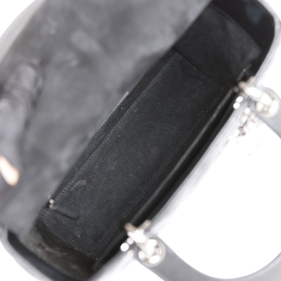 Christian Dior Medium Lady Dior Tote Black Lambskin Ruthenium Hardware