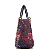 Christian Dior Medium Lady Dior Tote Navy Beaded Leather Gold Hardware