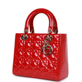 Christian Dior Medium Lady Dior Tote Red Patent Gold Hardware