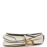 Christian Dior Saddle Bag White Grained Calfskin Gold Hardware