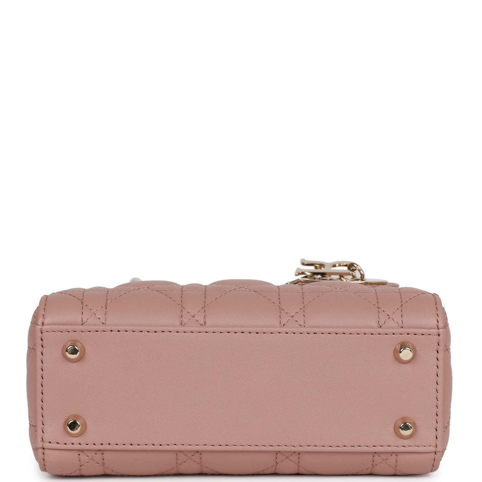 Christian Dior Mini Lady Bag Blush Cannage Lambskin Light Gold Hardware