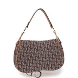 Christian Dior Double Saddle Bag Brown Diorissimo Canvas Gold Hardware