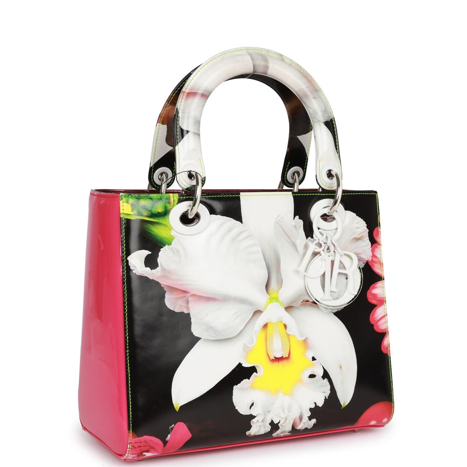 Christian Dior Medium Lady Dior Limited Edition "In the Night Garden" Silver Hardware by Mark Quinn