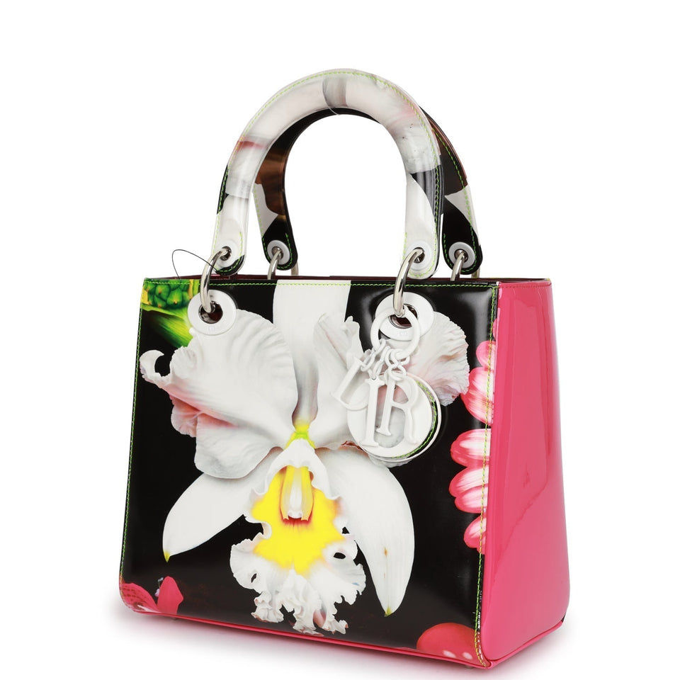 Christian Dior Medium Lady Dior Limited Edition "In the Night Garden" Silver Hardware by Mark Quinn