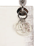 Christian Dior Small Lady Dior Tote White Himalaya Crocodile Silver Hardware