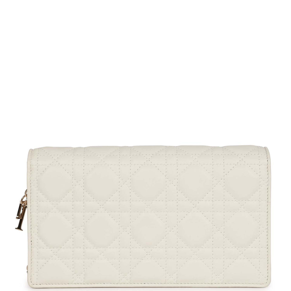 Christian Dior Lady Dior Pouch Latte Lambskin Gold Hardware