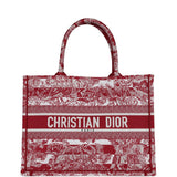 Christian Dior Burgundy Toile De Jouy Stripes Medium Book Tote