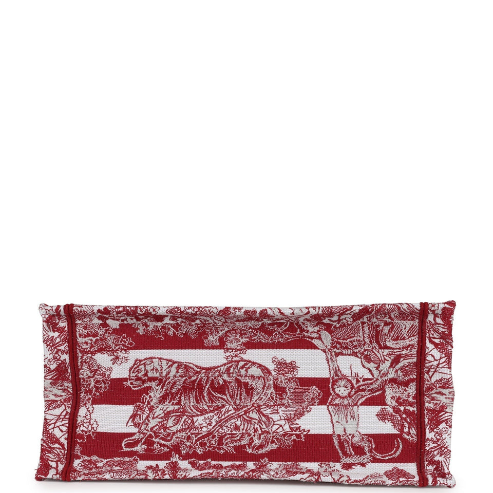 Christian Dior Burgundy Toile De Jouy Stripes Medium Book Tote