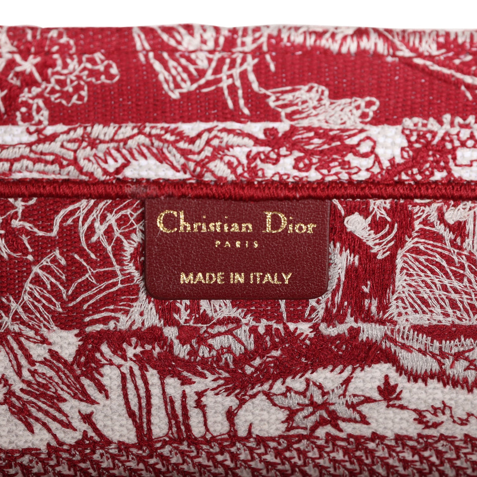 Christian Dior Burgundy Toile De Jouy Stripes Medium Book Tote