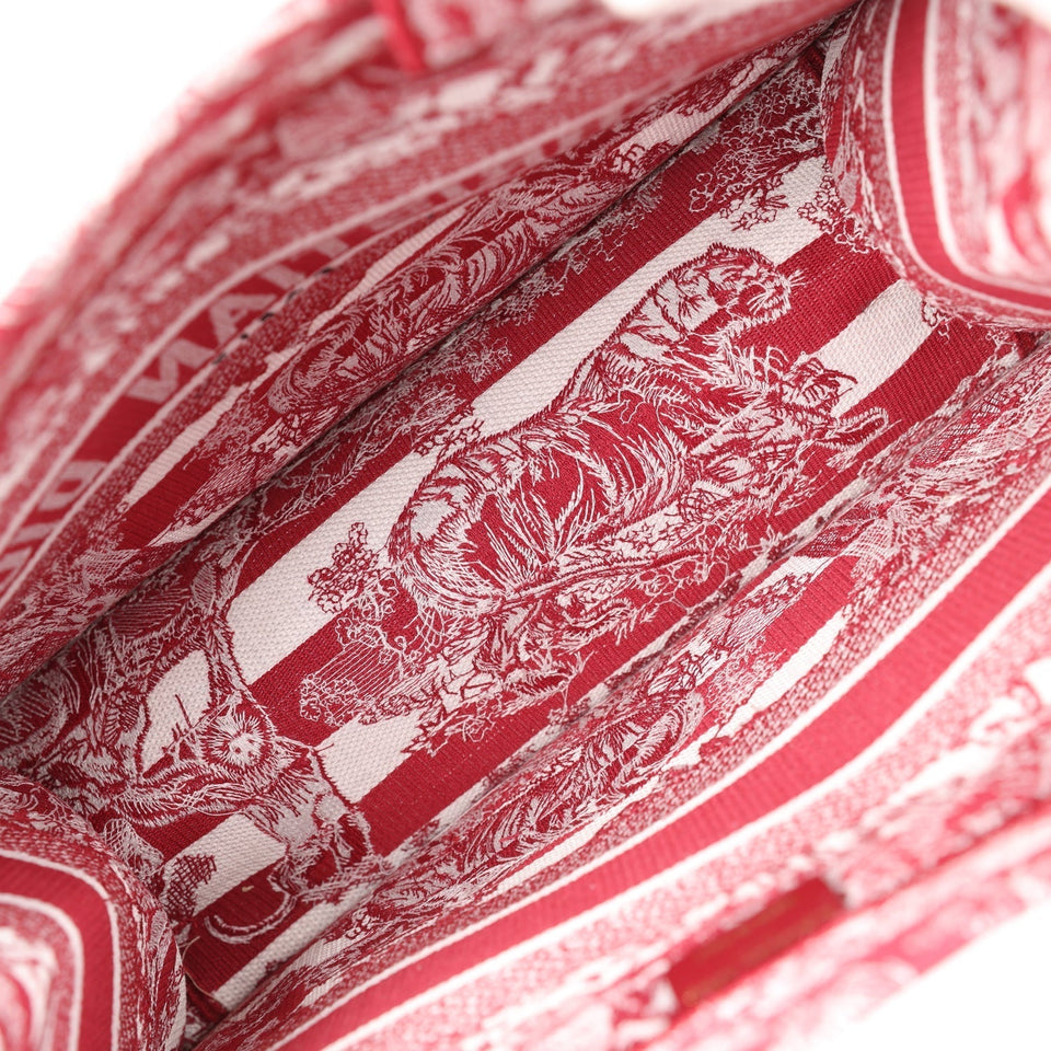 Christian Dior Burgundy Toile De Jouy Stripes Medium Book Tote