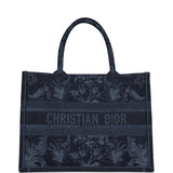 Christian Dior Blue Flower Embroidered Denim Small Book Tote