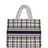 Christian Dior Blue and White Canvas Check'n' Large Book Tote