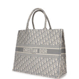 Dior Large Book Tote Grey and White Dior Oblique Embroidery Canvas