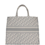 Dior Large Book Tote Grey and White Dior Oblique Embroidery Canvas