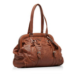 Brown Prada Frame Leather Tote
