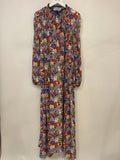 Prada Purple & Red Floral Long Sleeve Maxi Dress with Belt Detail Size IT 40 (UK 8)