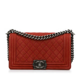 Chanel Boy Flap Large Red Caviar Ruthenium