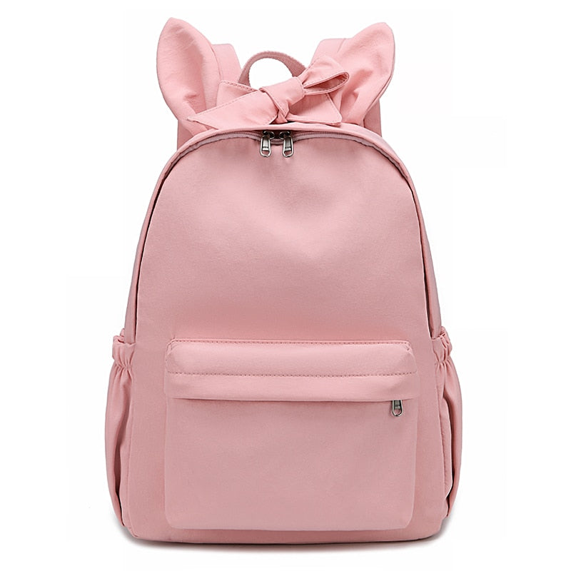 Lovely Rabbit Ear Waterproof Nylon Backpack Bow Women Backpack Female Korean style Schoolbag Travel Mochilas