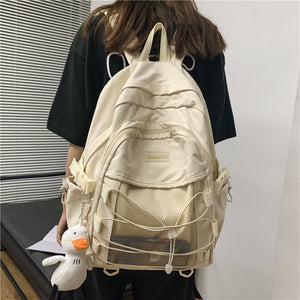 New Cross Rope Waterproof Nylon Women Backpack Female Mesh Travel Bag Teenage Girls Big Laptop Backpack Student Schoolbag