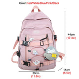 New Large Capacity Drawstring Women Backpack Female Multi-pocket Waterproof Nylon Book Bag College Girl Buttons Schoolbag